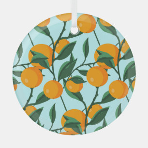 Orangenzweige, Vintager Zitrusdruck. Ornament Aus Glas