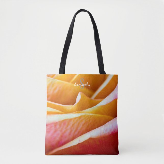 Orangepinkfarbene Rosen-Tasche (Vorderseite)