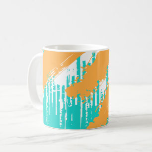 Orangepinselstriche über Türkisschichten Kaffeetasse