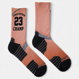 Oranger Basketball Name Nummer Champ Socken