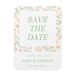 Oranger Blumenaquarell Save-the-Date-Magnet Magnet