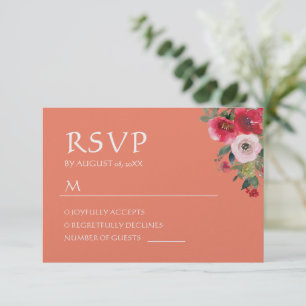 Oranger Blumengirlande Chinesische Hochzeit RSVP Karte