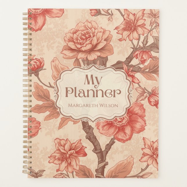 Oranger Blumenkalender-Planer-Studentennotizbuch  Planer (Vorderseite)