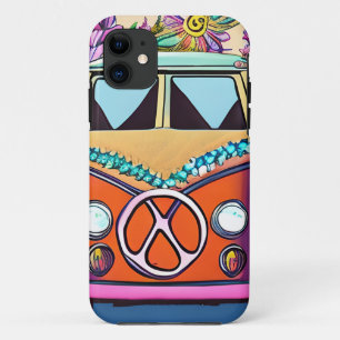Oranger Blumiger Retro-Hippie-Van-Vintage-Art Case-Mate iPhone Hülle
