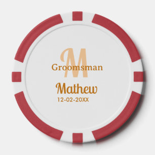 Oranger Brautführer-Name Buchstabe Datum männlich Pokerchips