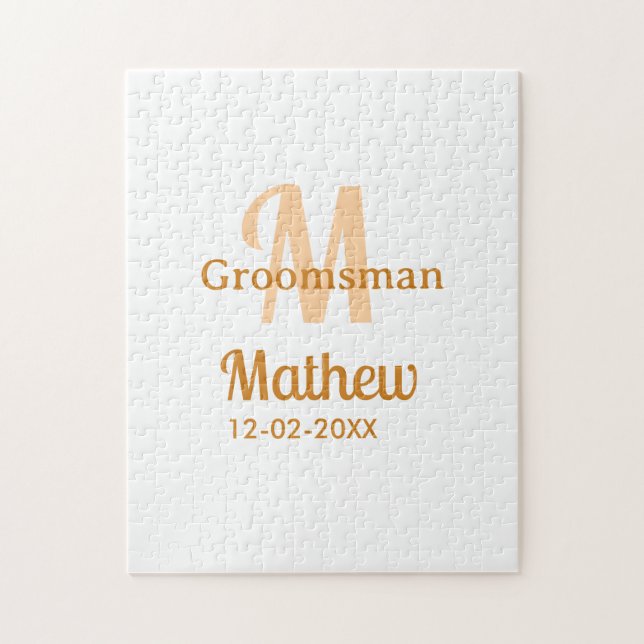 Oranger Brautführer-Name Buchstabe Datum männlich  Puzzle (Vertikal)