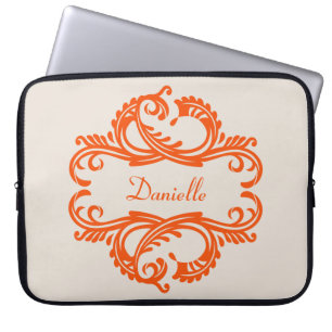 Oranger Chic Damast-Laptop-Hülle Laptopschutzhülle