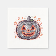 Oranger Disco-Kürbis-Halloween-Papier-Servietten