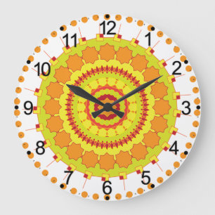 Oranger geometrischer Kreis-Mandala-70250 Große Wanduhr