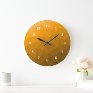 Oranger geometrischer Maschenverlauf mit Farbverla Große Wanduhr