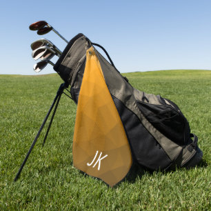 Oranger geometrischer Netzmonogramm-Gradient Golfhandtuch