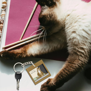 Oranger getigerter Hausbesitzer Lustige Katze Schlüsselanhänger
