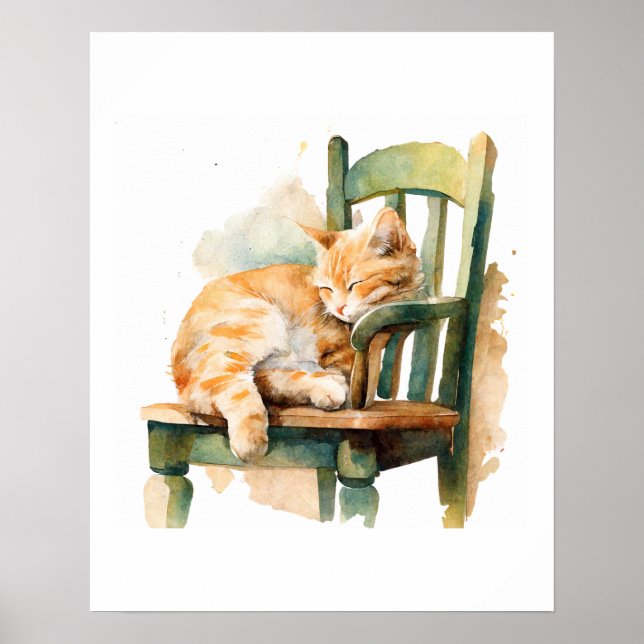 Oranger getigerter Katzenkunstposter Poster (Vorne)
