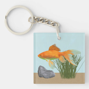 Oranger Goldfisch Natur Aquarium Schlüsselanhänger