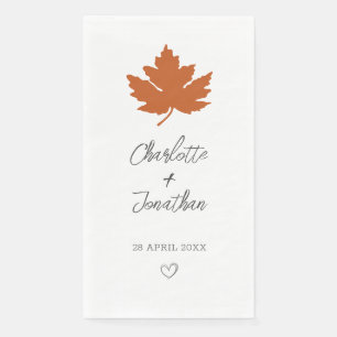 Oranger Herbst-Ahornblatt-Hochzeitspapier-Gästetuc Serviette
