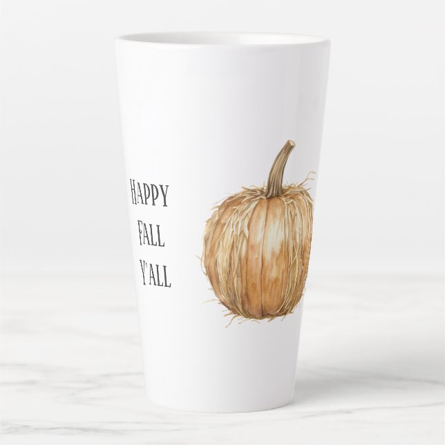 Oranger Herbst Heu Kürbis Milchtasse (Vorderseite)