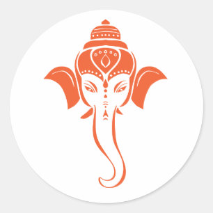 Oranger hinduistischer Fest-Ganesha   Indischer Go Runder Aufkleber