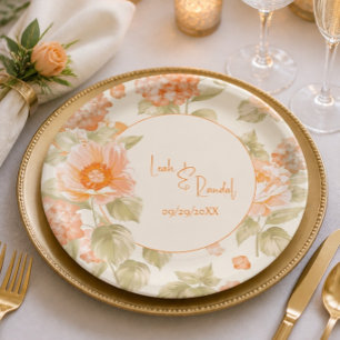 Oranger Hochzeitsblumenschmuck Pappteller