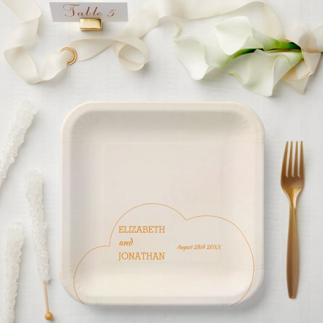 Oranger Hochzeitssonnenuntergang Pappteller (Hochzeit)