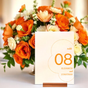 Oranger Hochzeitssonnenuntergang Tischnummer