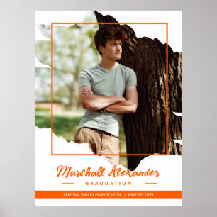 Oranger kantiger abstrakter zerrissener Foto-Absch Poster