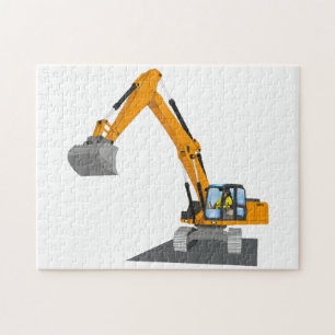 oranger Kettenbagger Puzzle