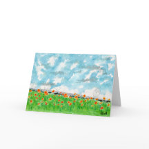 Oranger Klatschmohn auf einem Feld Karte