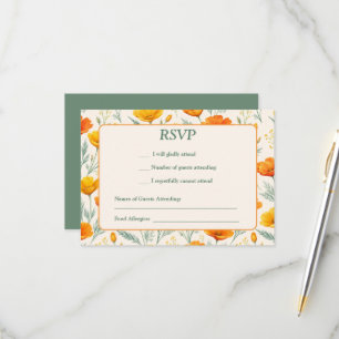 Oranger Klatschmohn Blumen RSVP Karte