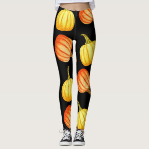 Oranger Kürbis: Nahtloses Wasserfarbmuster. Leggings