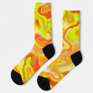 Oranger Lava-Marmor-Topografietextur abstrakt Socken