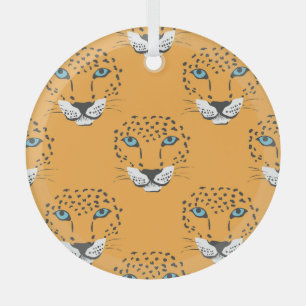 Oranger Leopardenkopf, nahtloses Muster. Ornament Aus Glas