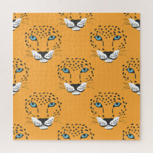 Oranger Leopardenkopf, nahtloses Muster. Puzzle