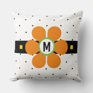 Oranger Mid-Century-Modern Flower-Power Kissen