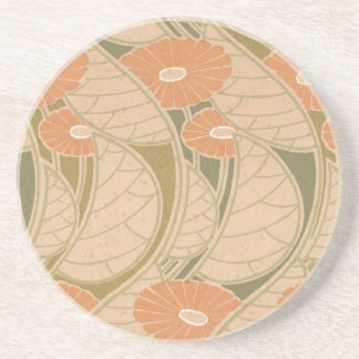 Oranger Mohn im Jugendstil Getränkeuntersetzer