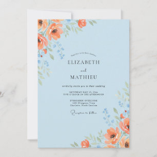 Oranger Mohn Kornblumen-Hochzeit Einladung