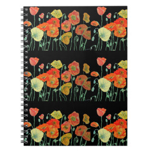 Oranger Mohn Mohnblumen Blumen Notizbuch Notizblock