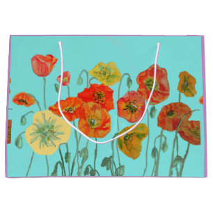 Oranger Mohn Mohnblumen Floral Wasserfarben Gesche Große Geschenktüte