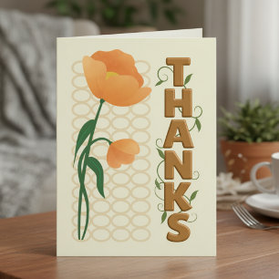 Oranger Mohn-Stil mit Bronze-Text Vielen Dank Karte