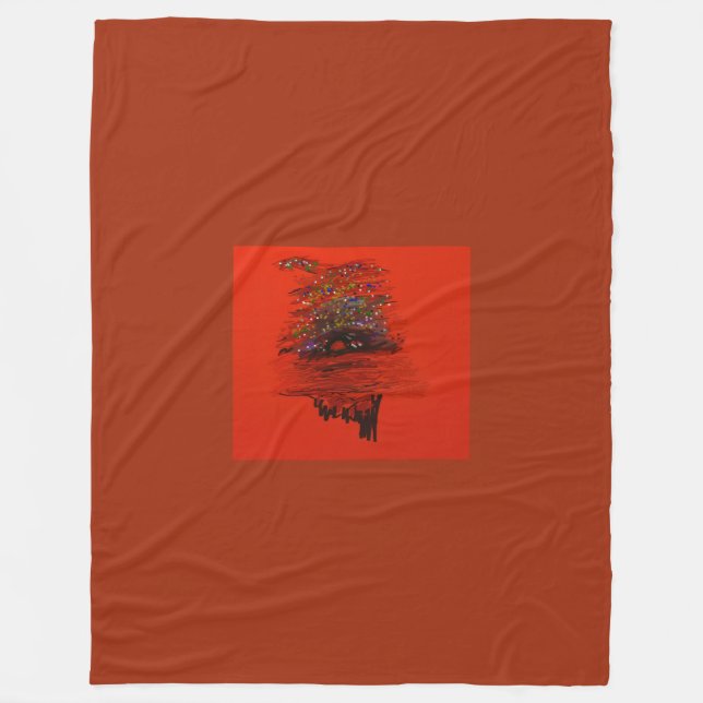 Oranger Mondlandschaft Fleecedecke (Vorderseite)