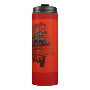 Oranger Mondlandschaft Thermosbecher