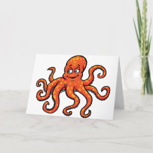 Oranger Oktopus Cartoon Ozean Meerestier Karte
