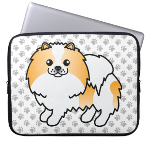 Oranger Parti-Farben Pomeranian Süßer Hund & Pfote Laptopschutzhülle