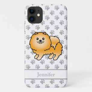 Oranger Pomeranian Süßer Cartoon-Hund & Name Case-Mate iPhone Hülle