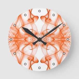 Oranger Rauch Symmetrischer Minimalistischer Weiße Runde Wanduhr