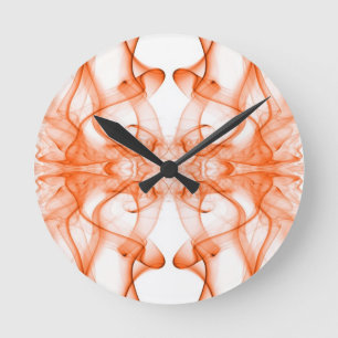 Oranger Rauch Symmetrischer Minimalistischer Weiße Runde Wanduhr