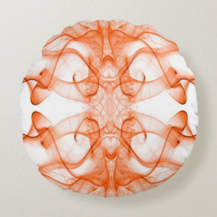 Oranger Rauch Symmetrischer Minimalistischer Weiße Rundes Kissen