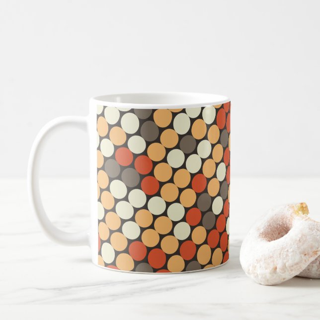 Oranger Retro-Punkte Kaffeetasse (Mit Donut)