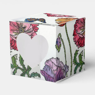 Oranger rosa Mohn Blumen Hochzeitstorte Geschenkbo Geschenkschachtel