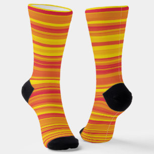 Oranger Rote Gelbe Streifen Nahtloses Muster Socken