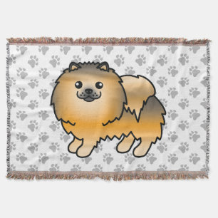 Oranger Sable Pomeranian Süßer Cartoon-Hund & Pfot Decke